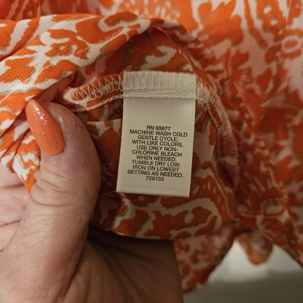 #488-Liz Claiborne Orange and White Blouse.sz. 2X - Picture 6 of 7